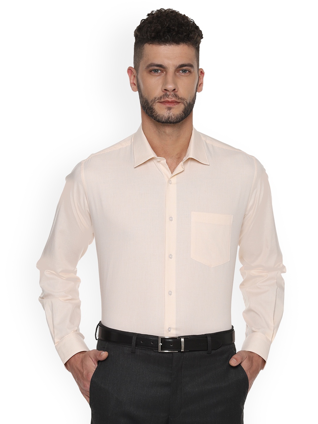 

Van Heusen Men Yellow Custom Boxy Checked Formal Shirt