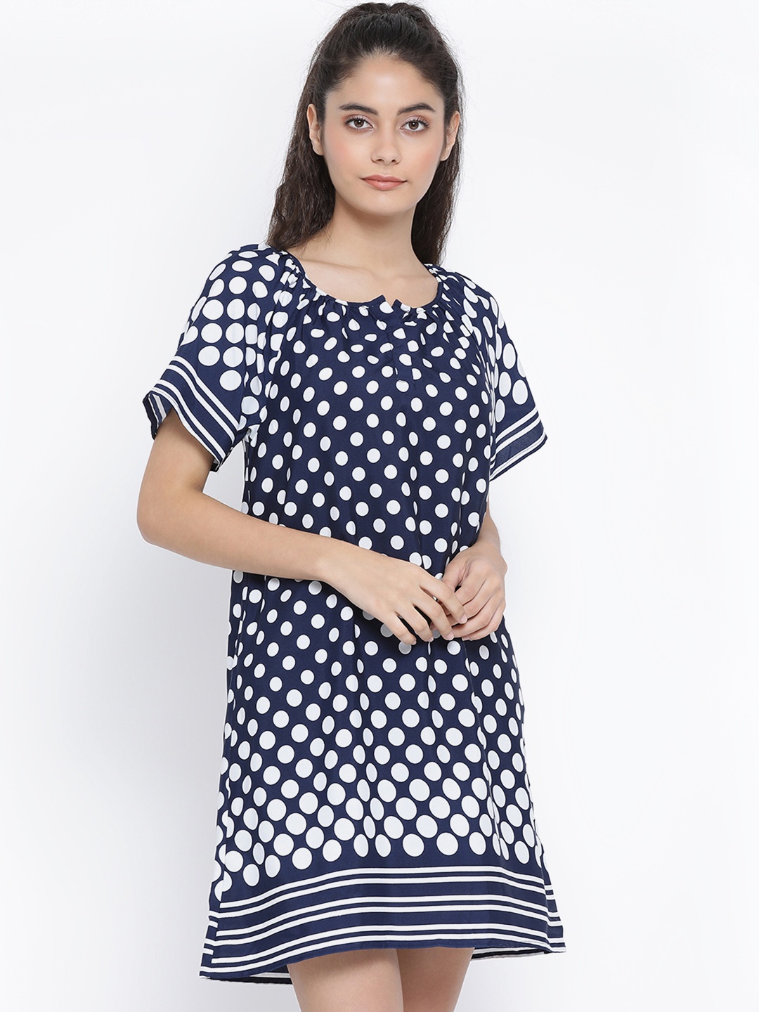 

Oxolloxo Navy Blue Printed Nightdress S19570WNW001