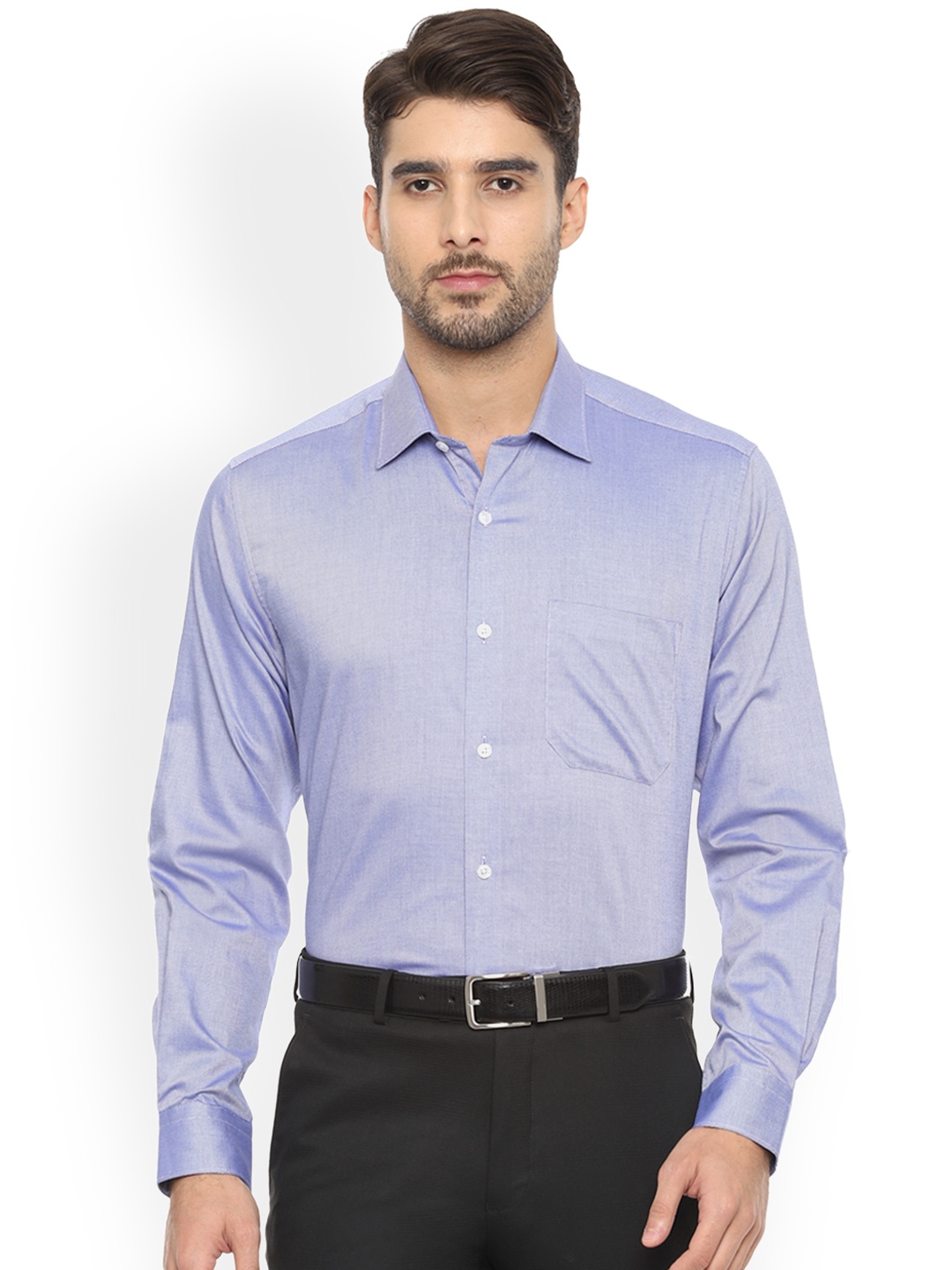 

Louis Philippe Men Blue Tight Slim Fit Solid Formal Shirt, Purple