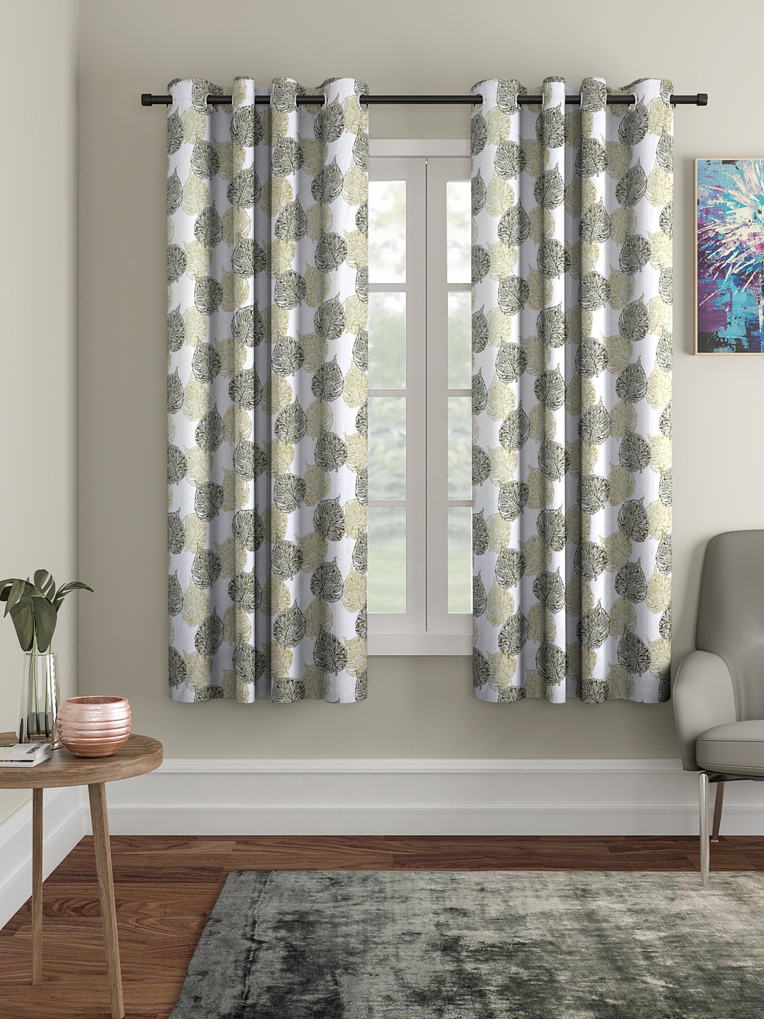 Cortina Set of 2 Printed Window Curtains, White