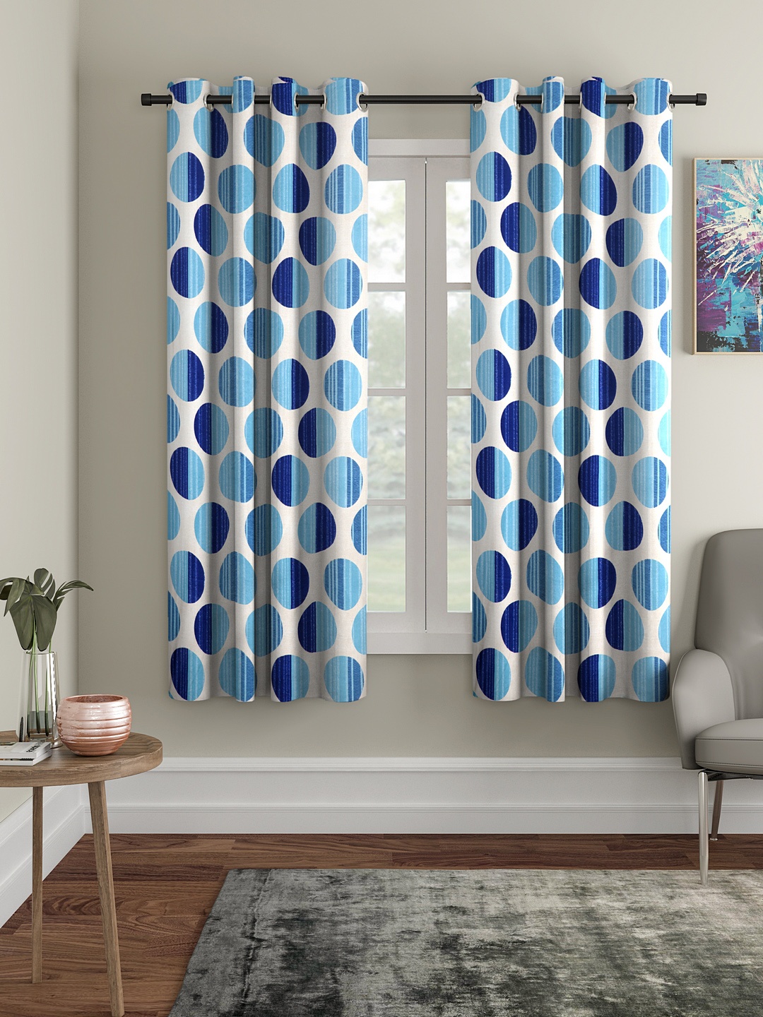 Cortina Blue Set of 2 Window Curtains