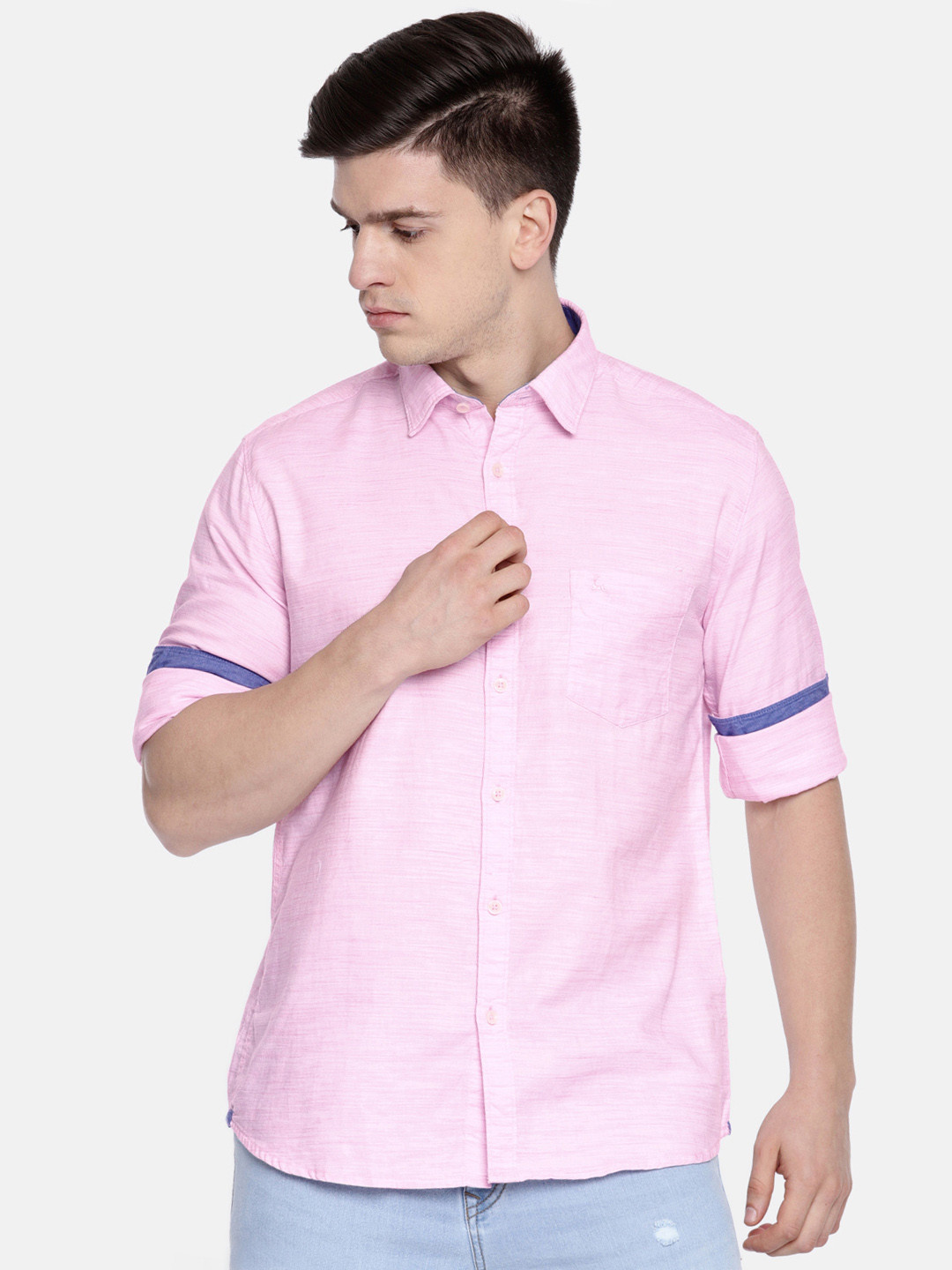 

Parx Men Pink Slim Fit Solid Casual Shirt