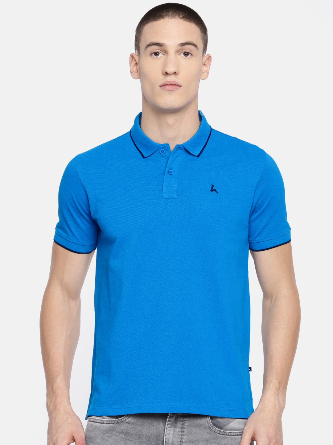 

Parx Men Blue Solid Polo Collar Pure Cotton T-shirt