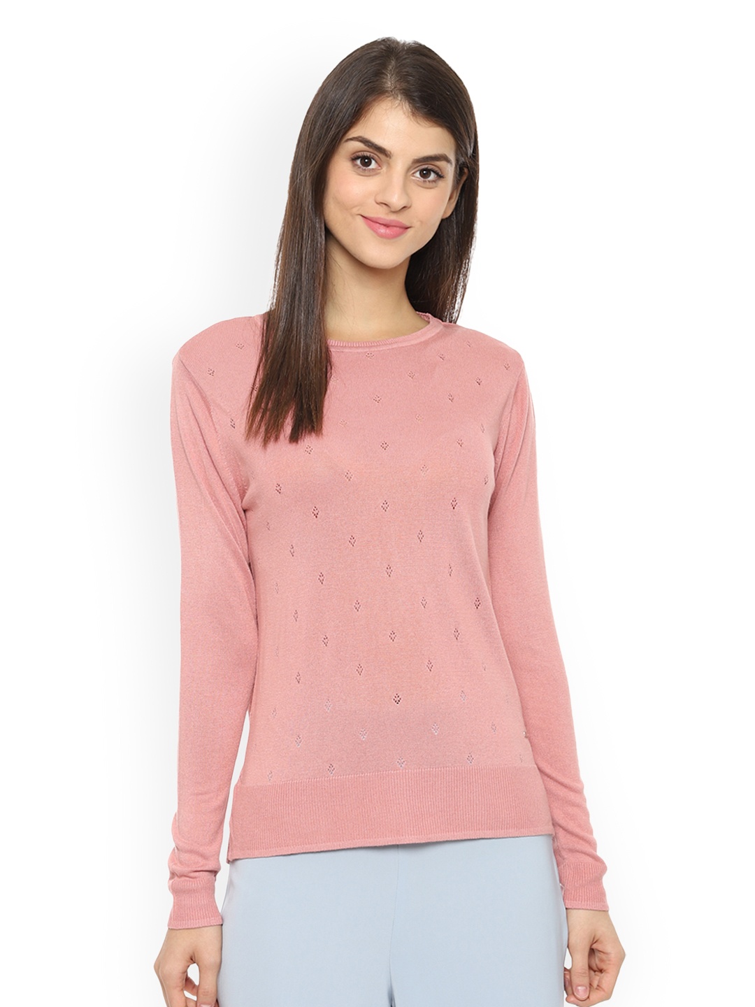 

Van Heusen Woman Pink Self Design Top