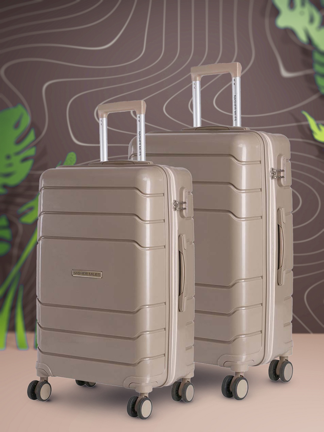 

Nasher Miles Set of 2 Lisbon Textured Trolley Bag, Brown