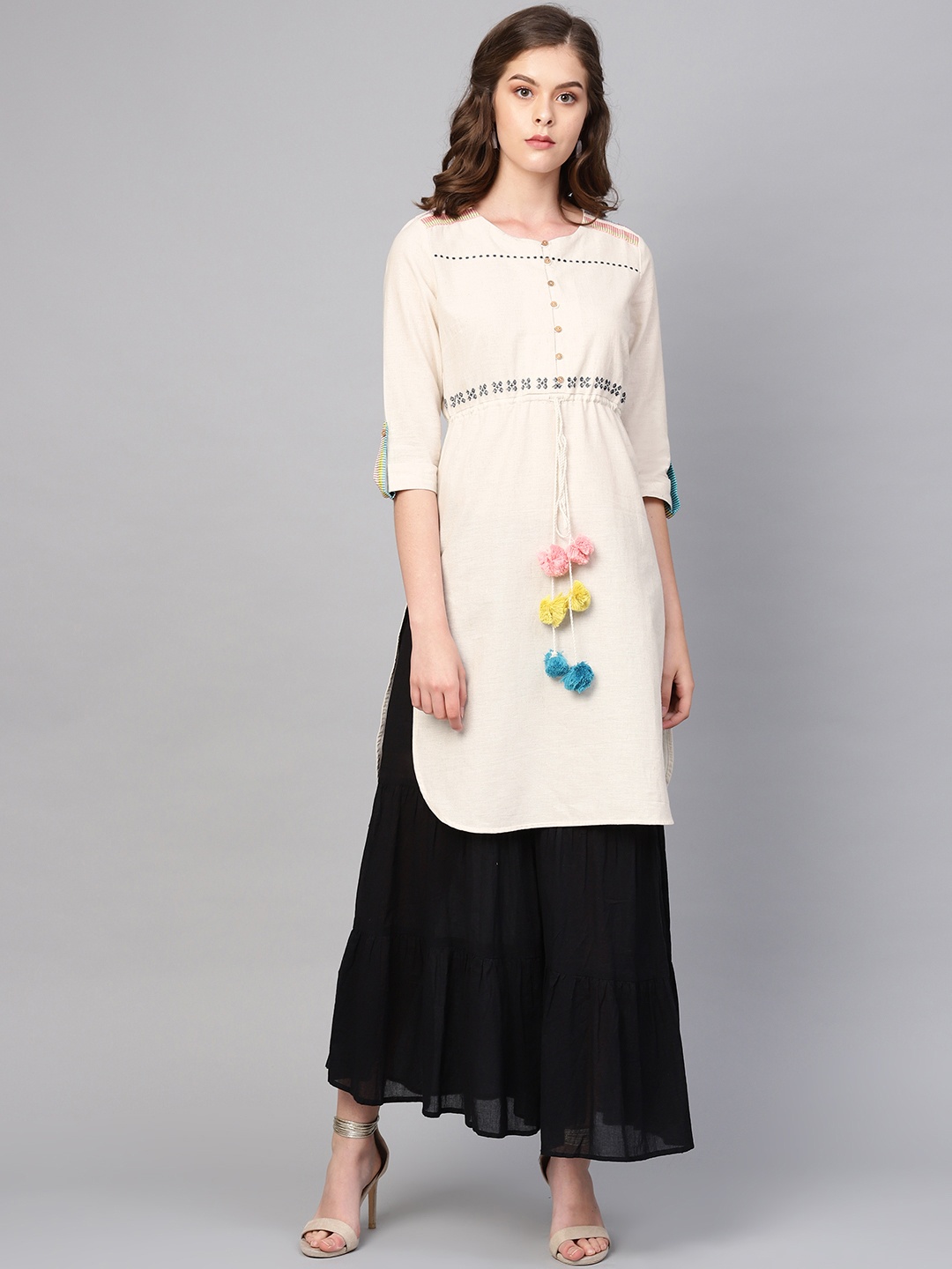 

W Women Off-White Solid Straight Kurta