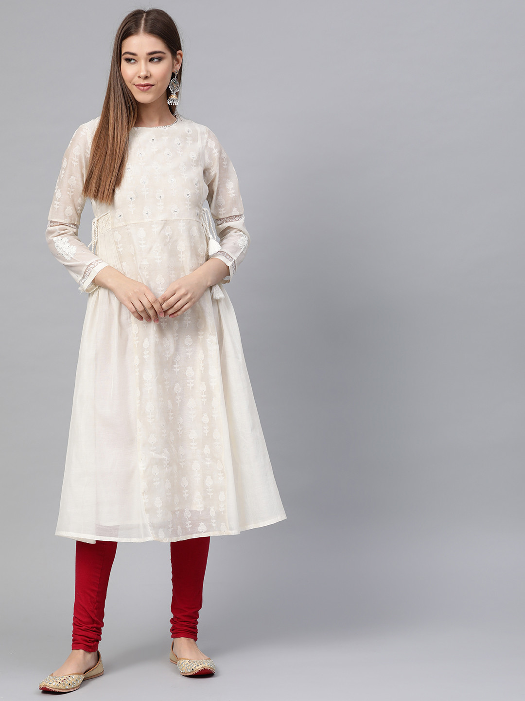 

W Women Off-White Self-Design A-Line Kurta