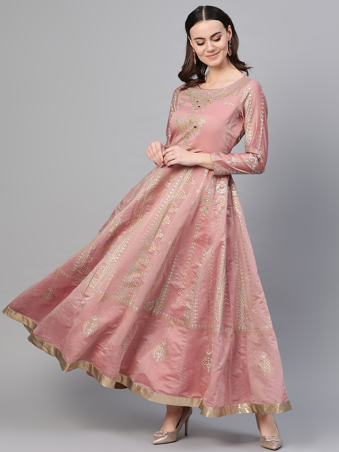 

W Women Pink Printed Maxi Dress