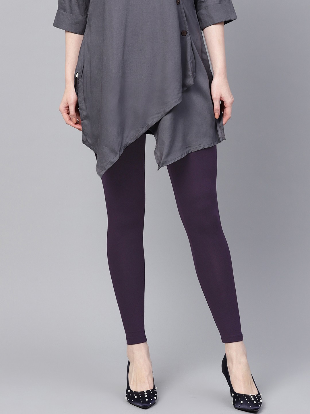 

W Cotton Leggings, Purple