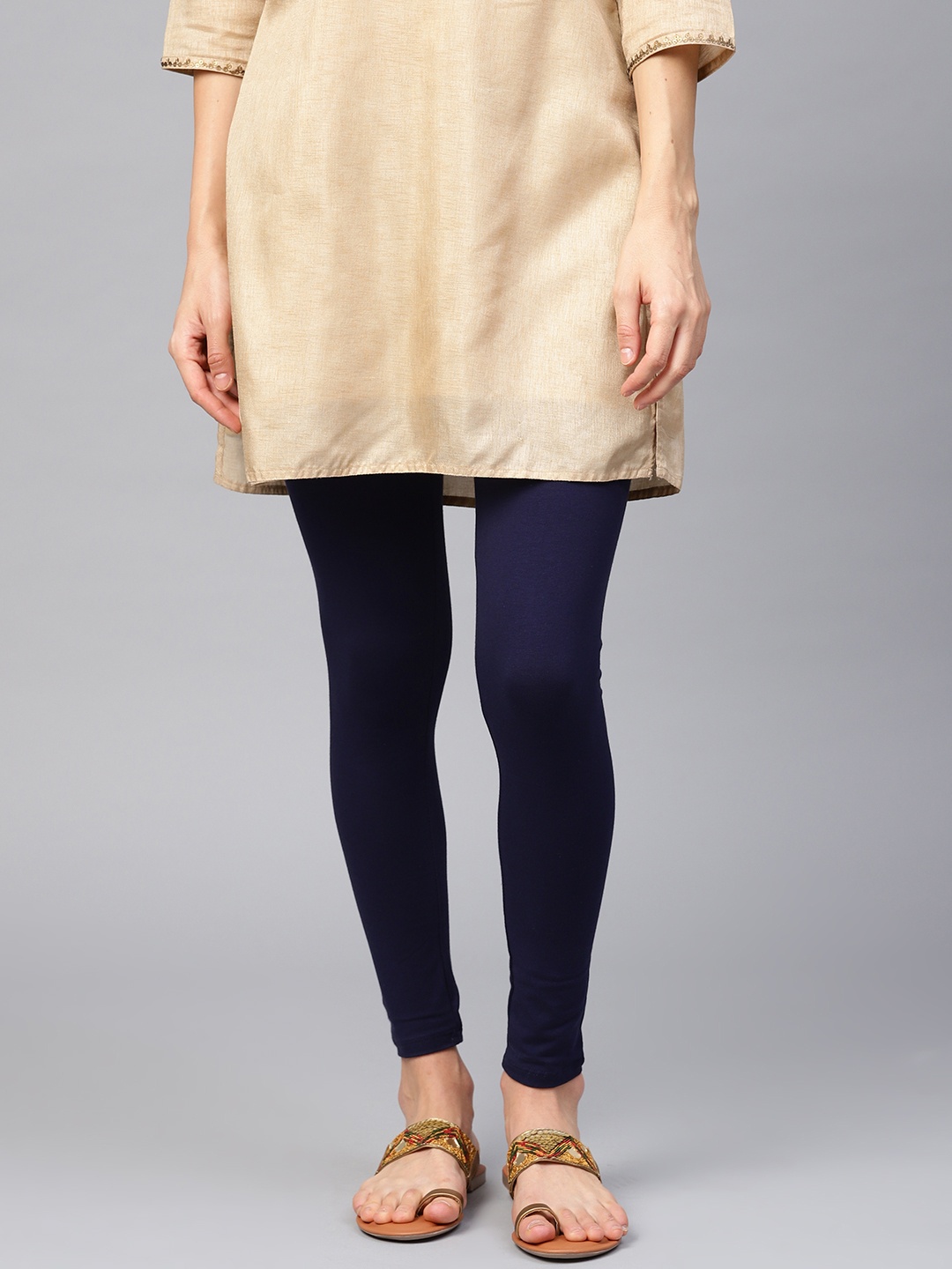 

W Women Navy Blue Solid Ankle Length Leggings