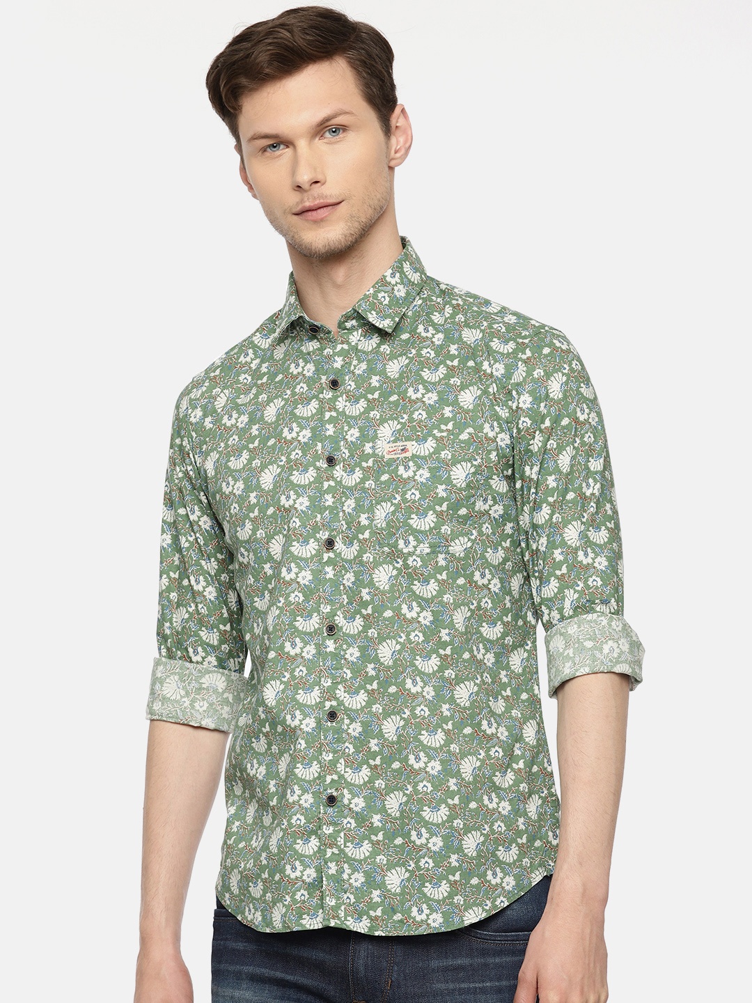 

U.S. Polo Assn. Denim Co. Men Green Printed Casual Shirt