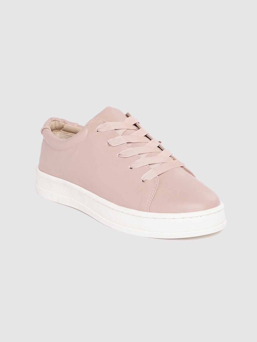

Van Heusen Woman Peach-Coloured Solid Flatform Sneakers