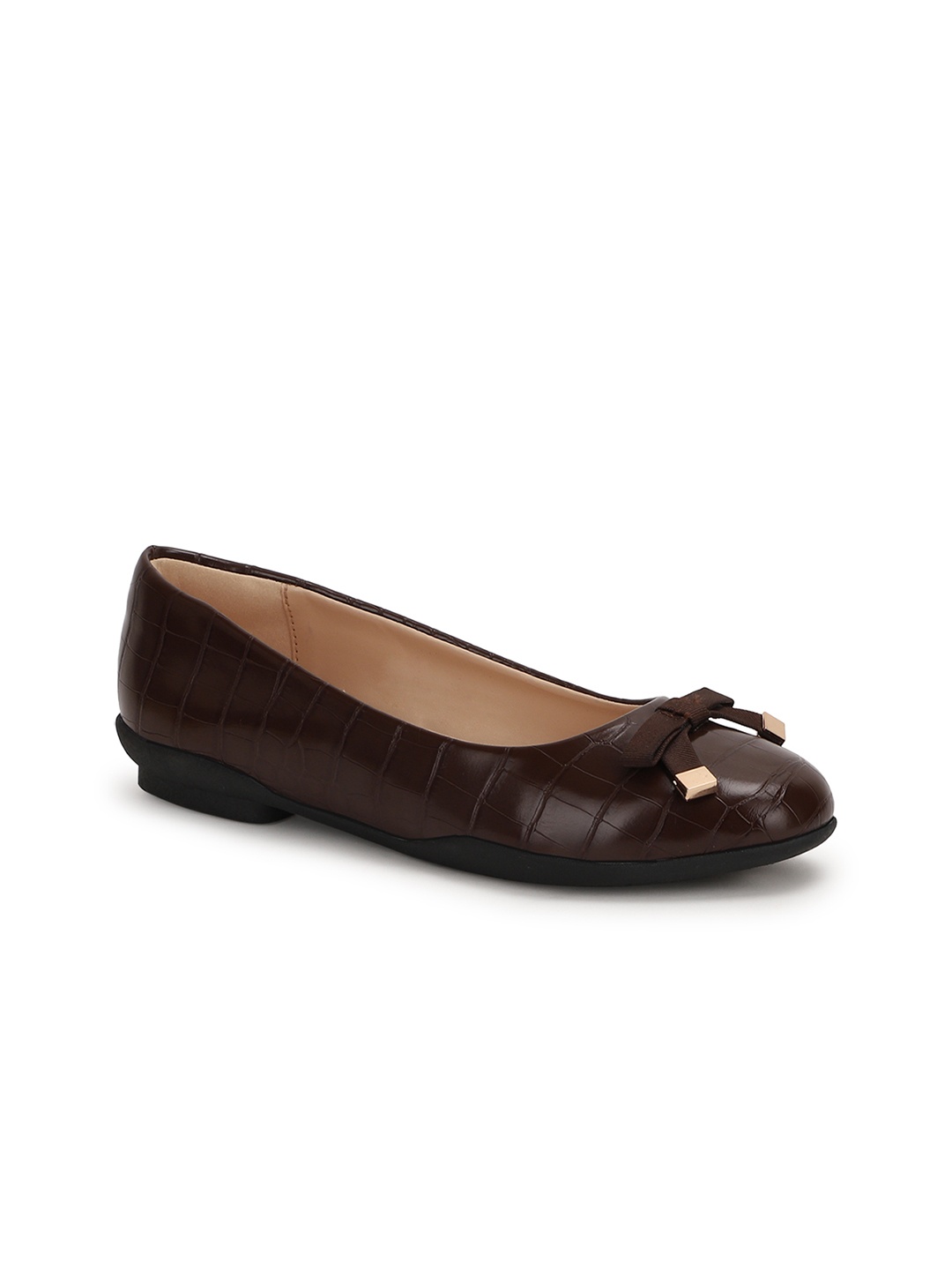 

Van Heusen Woman Brown Croc Textured Ballerinas