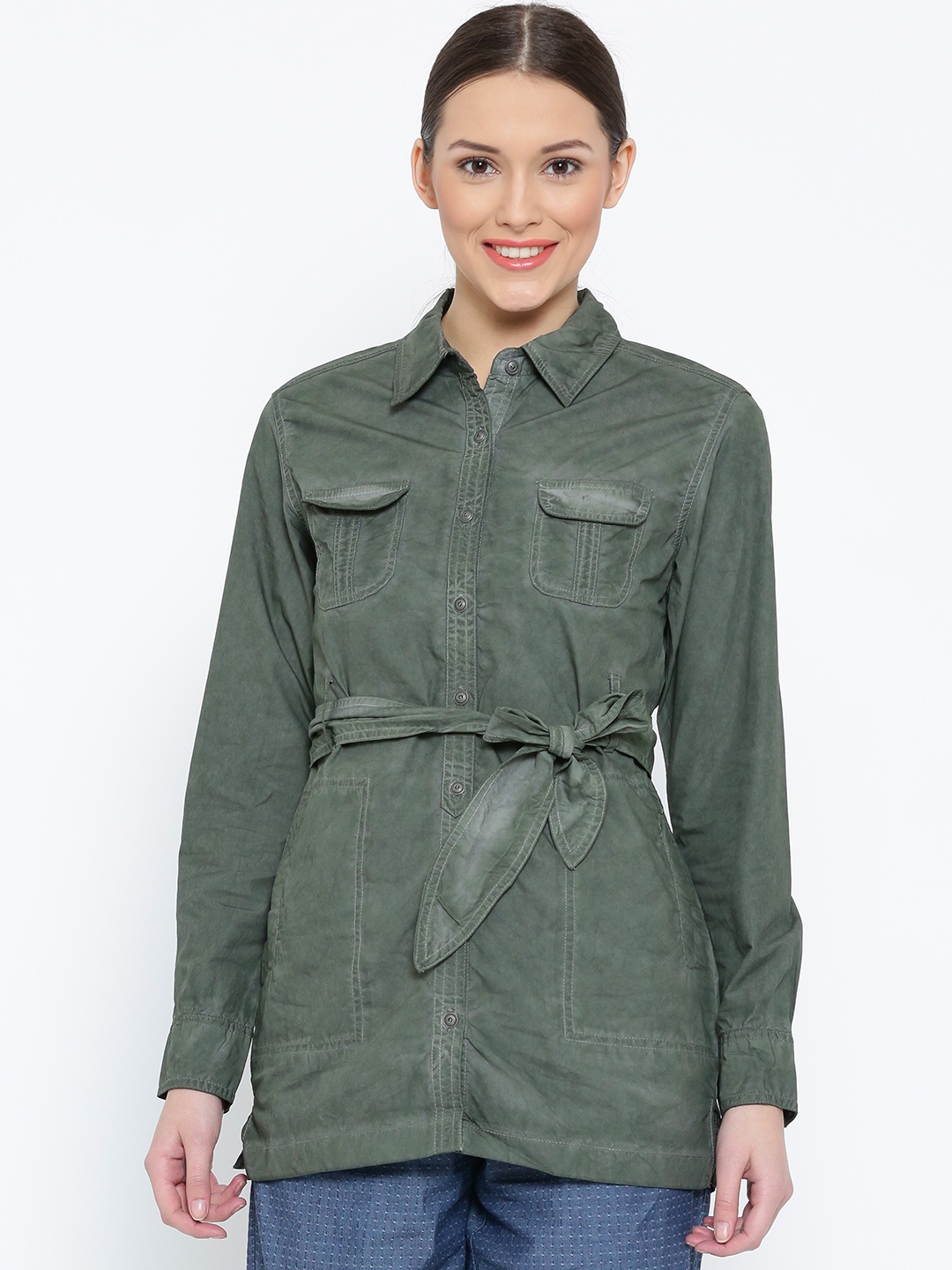 

Tokyo Talkies Women Olive Green Jacket