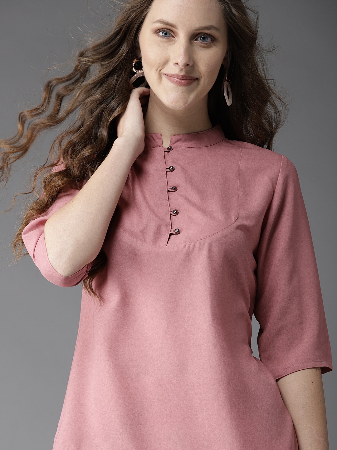 

HERE&NOW Women Pink Solid Shirt Style Top