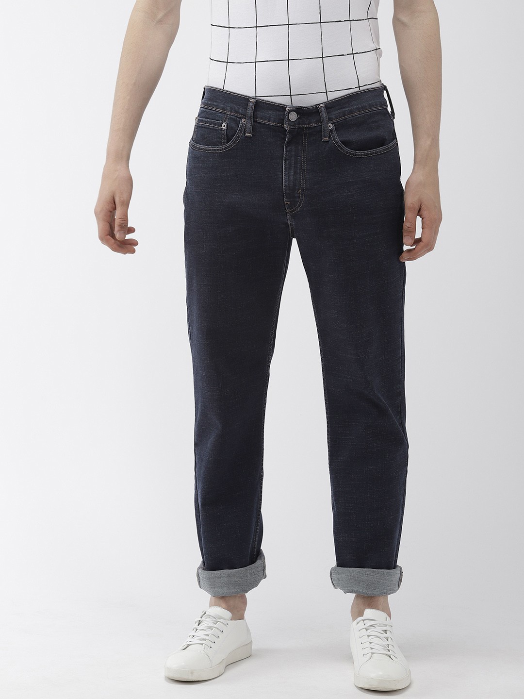 

Denizen From Levis Men Blue Straight Fit Mid-Rise Clean Look Stretchable Jeans 218