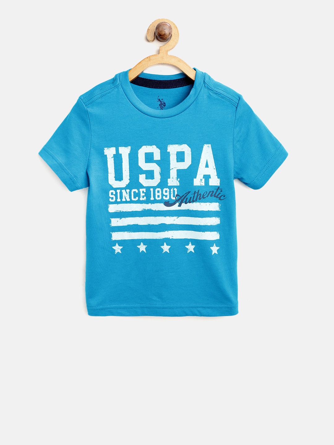 

U.S. Polo Assn. Kids Boys Blue Printed Round Neck T-shirt