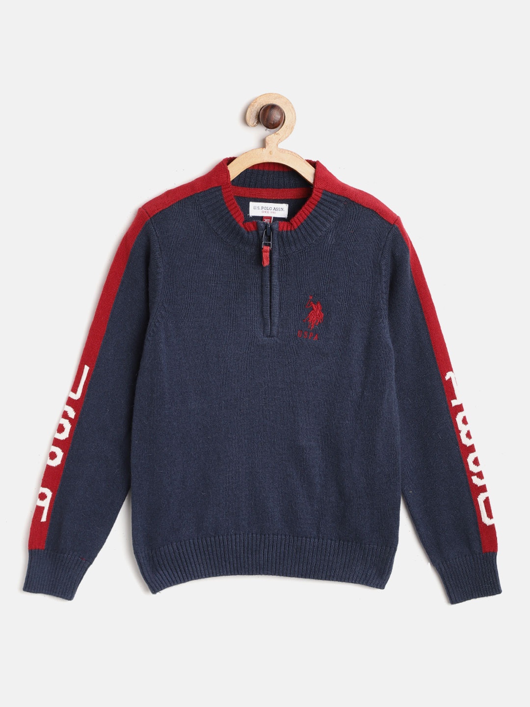 

U.S. Polo Assn. Kids Boys Navy Blue Solid Pullover Sweater