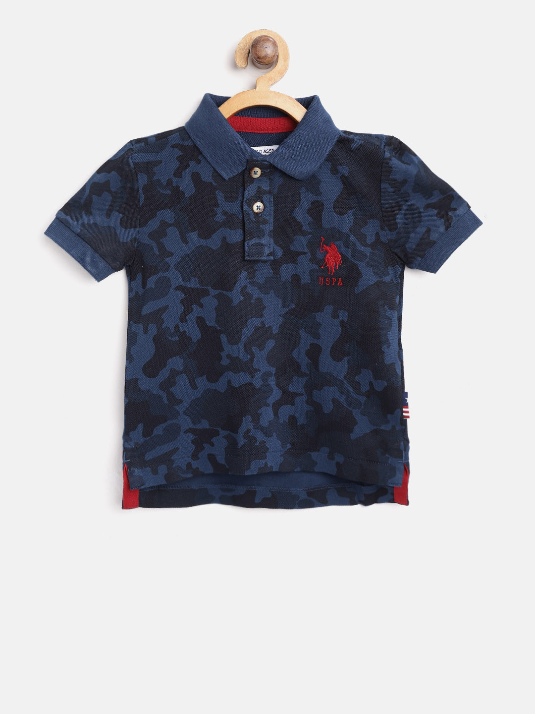 

U.S. Polo Assn. Kids Boys Navy Blue Printed Polo Collar T-shirt