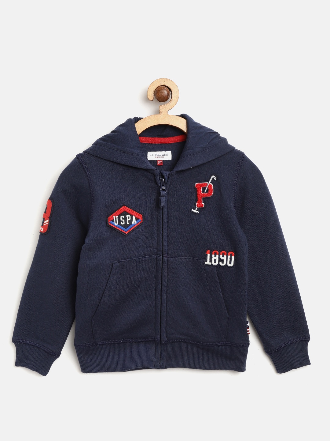 

U.S. Polo Assn. Kids Boys Navy Blue Solid Hooded Sweatshirt
