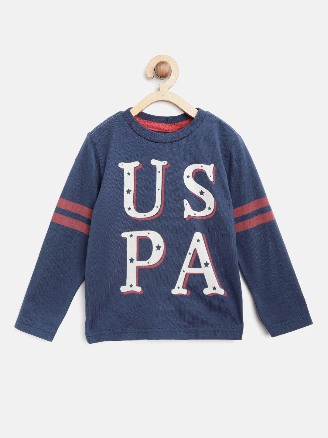 

U.S. Polo Assn. Kids Boys Navy Printed Round Neck T-shirt, Navy blue