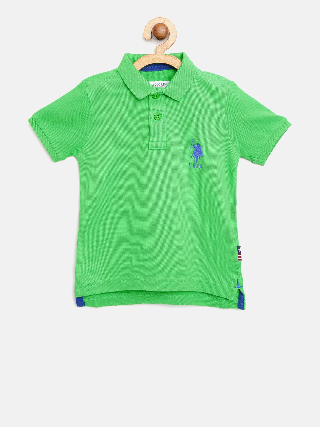 

U.S. Polo Assn. Kids Boys Green Solid Polo Collar T-shirt