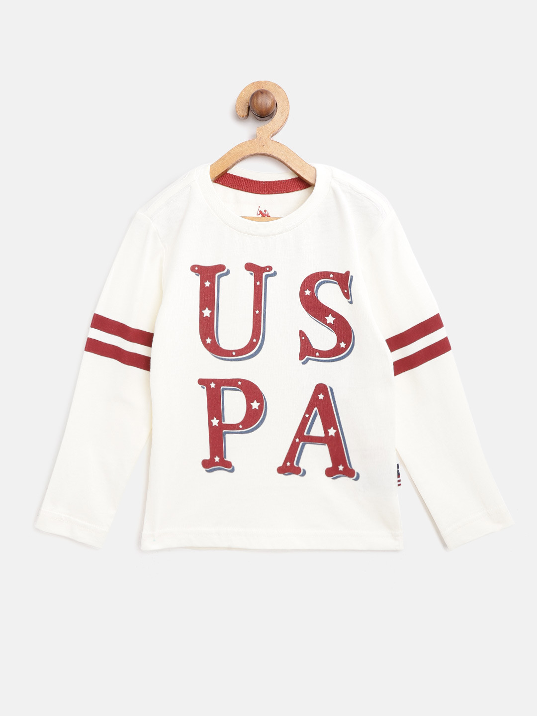 

U.S. Polo Assn. Kids Boys Cream-Coloured Printed Round Neck T-shirt