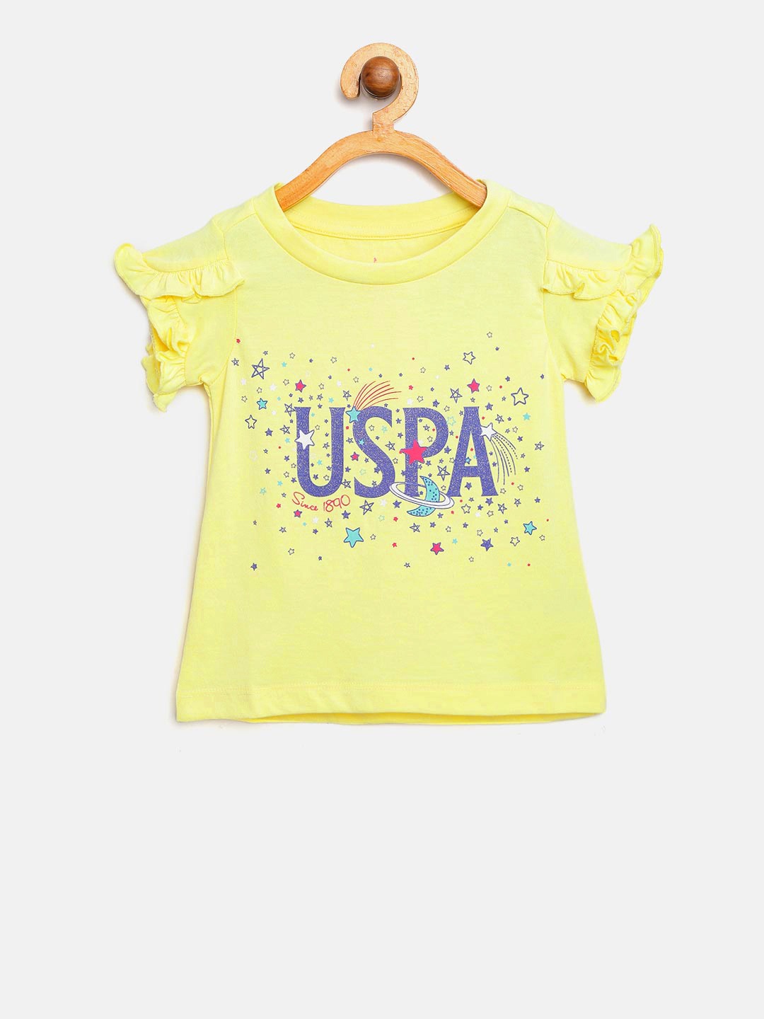 

U.S. Polo Assn. Kids Girls Yellow & Purple Printed Top