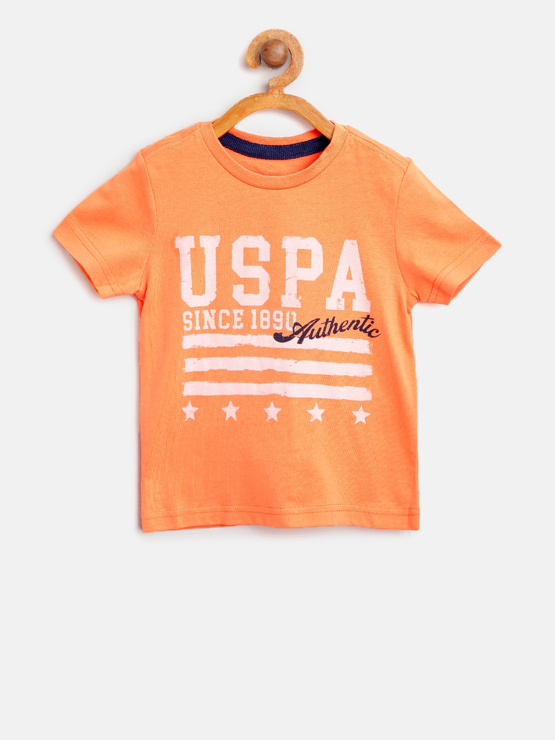 

U.S. Polo Assn. Kids Boys Orange Printed Round Neck T-shirt