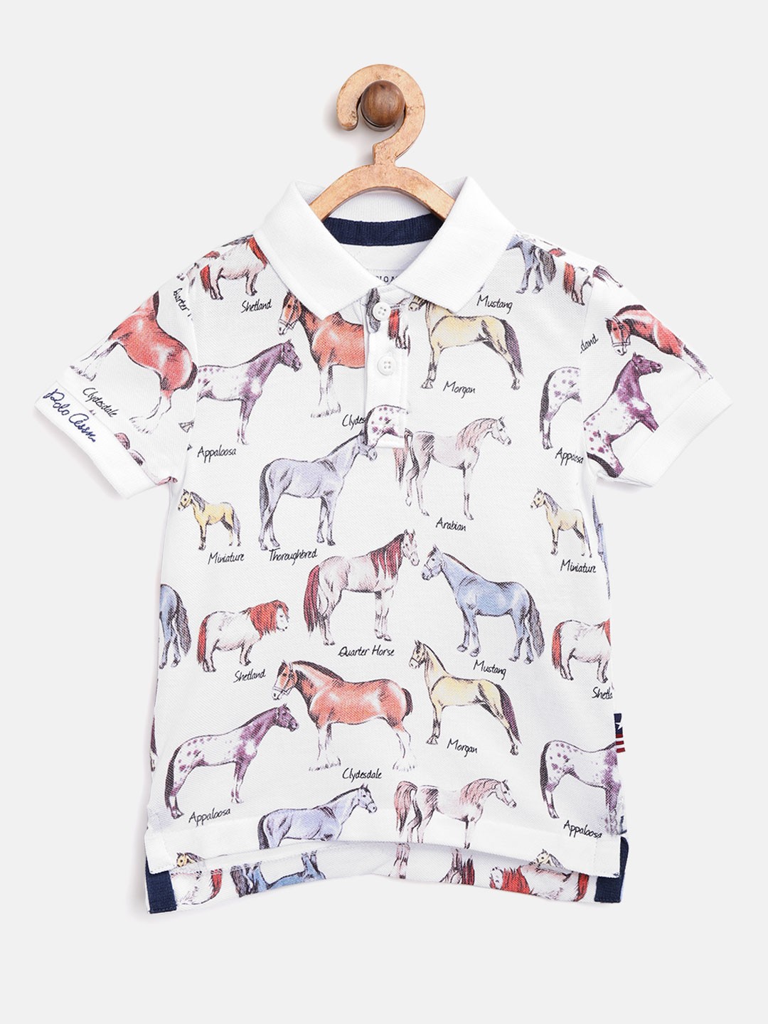 

U.S. Polo Assn. Kids Boys White Printed Polo Collar T-shirt
