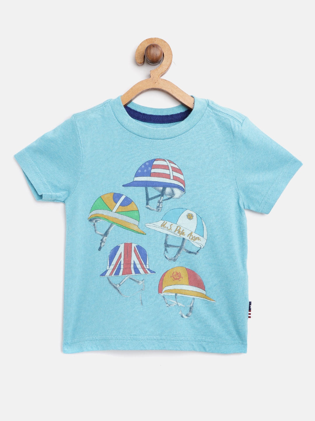 

U.S. Polo Assn. Kids Boys Blue Printed Round Neck T-shirt