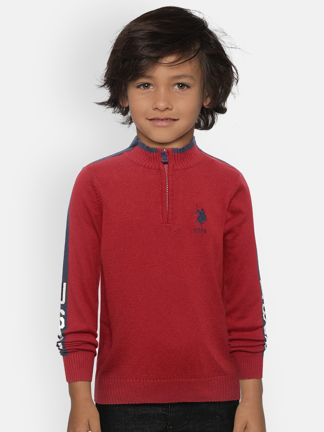 

U.S. Polo Assn. Kids Boys Maroon Solid Pullover Sweater