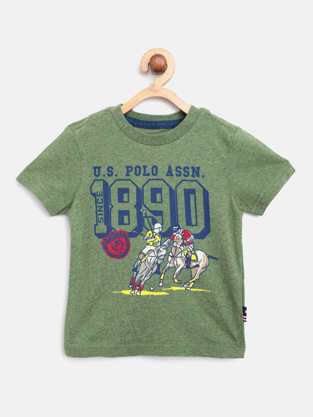 

U.S. Polo Assn. Kids Boys Olive Green Printed Round Neck T-shirt