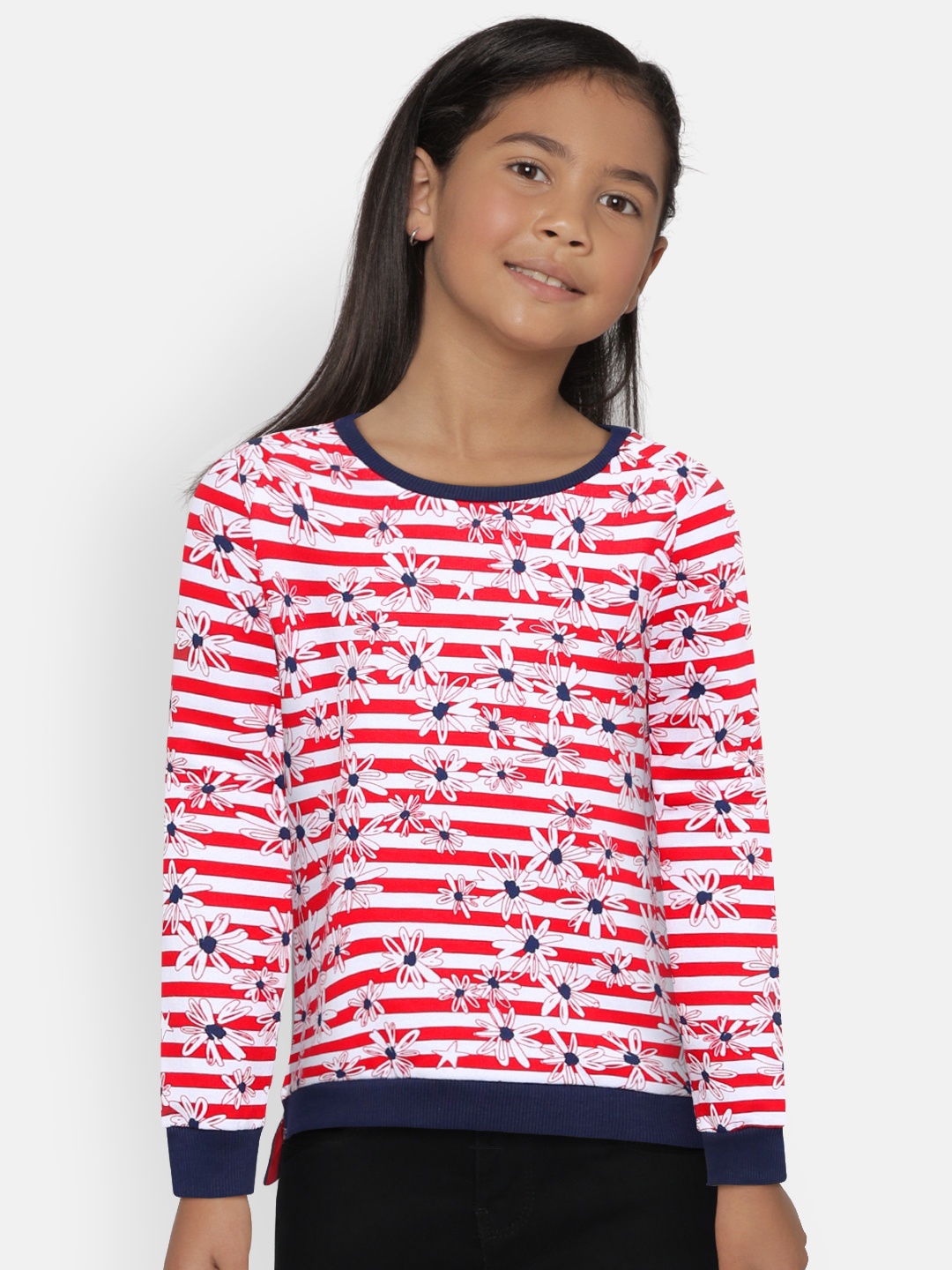 

U.S. Polo Assn. Kids Girls Red Printed Sweatshirt
