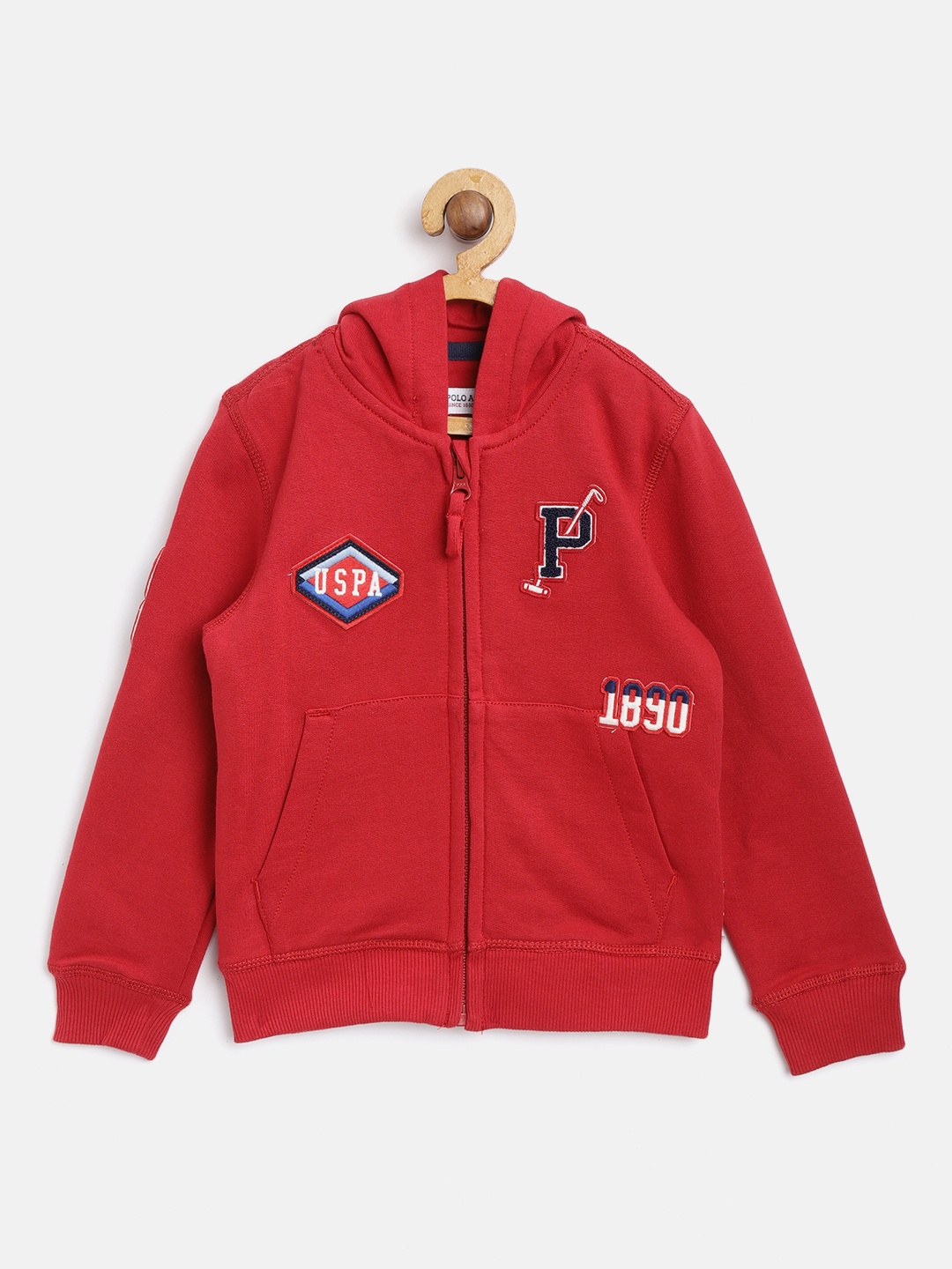 

U.S. Polo Assn. Kids Boys Red Solid Hooded Sweatshirt