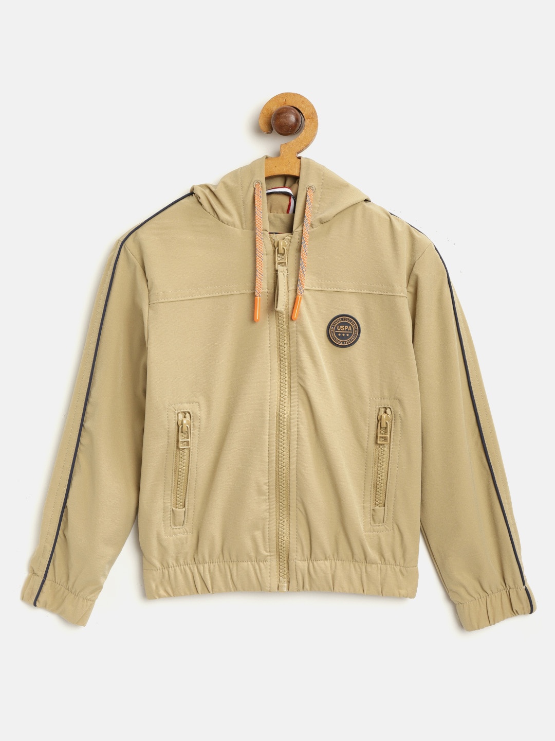 

U.S. Polo Assn. Kids Boys Khaki Solid Hooded Bomber