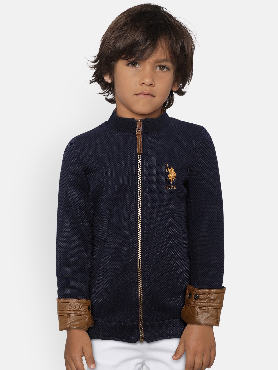 

U.S. Polo Assn. Kids Boys Brown & Navy Blue Solid Reversible Bomber