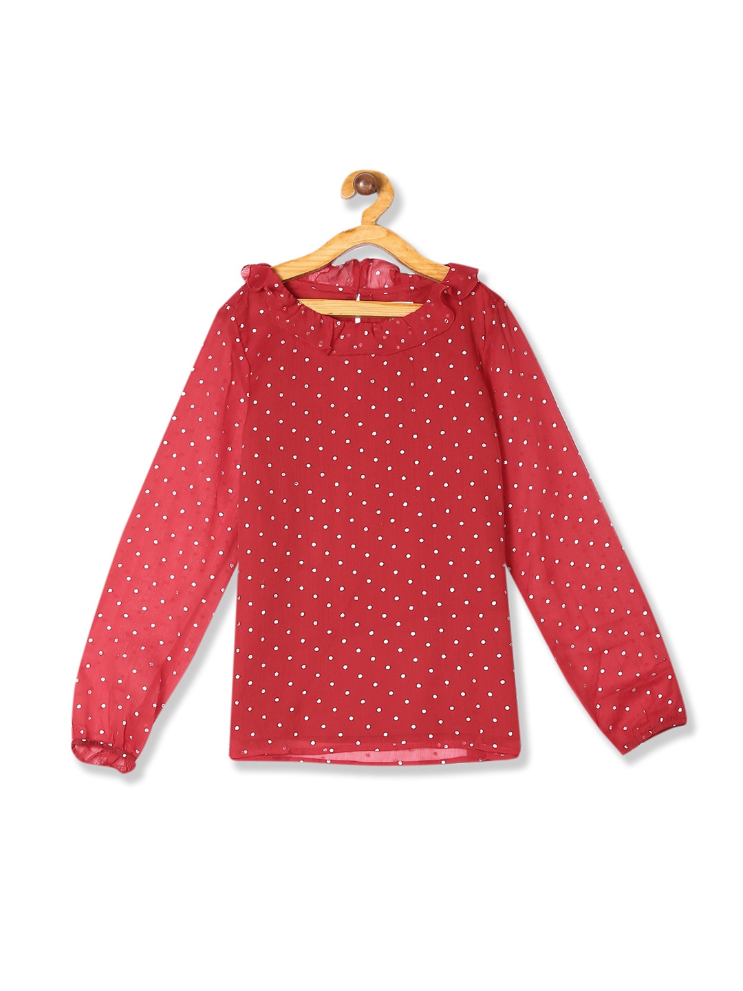 

U.S. Polo Assn. Kids Girls Red & Silver Polka-Dot Print Top