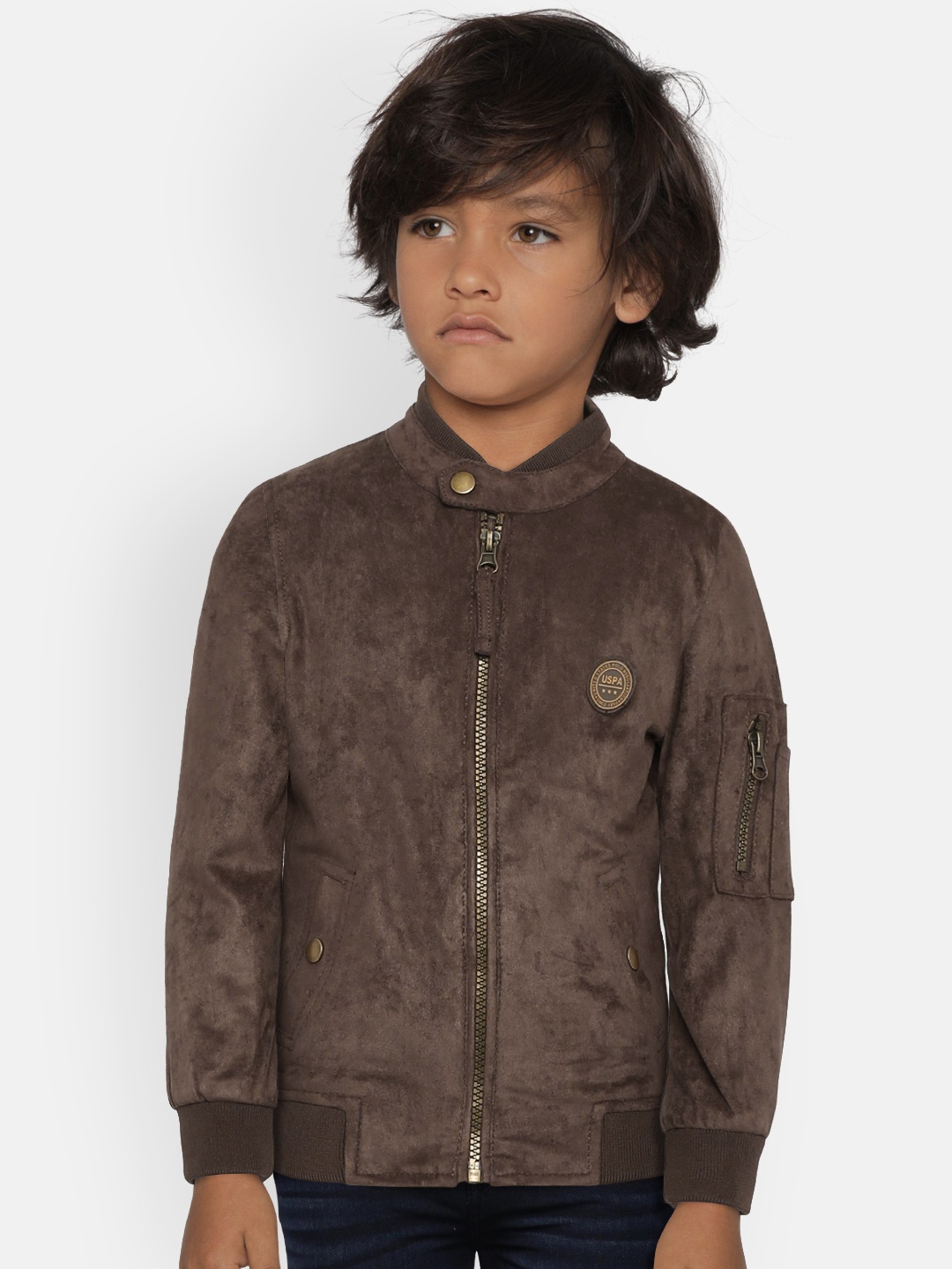 

U.S. Polo Assn. Kids Boys Brown Solid Bomber Jacket