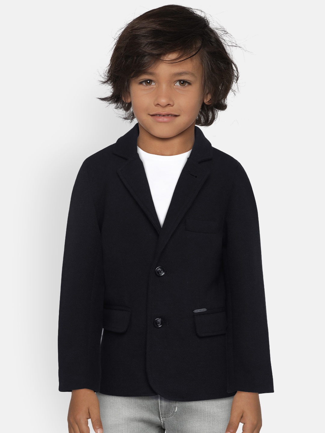 

U.S. Polo Assn. Kids Boys Black Solid Single-Breasted Casual Blazer