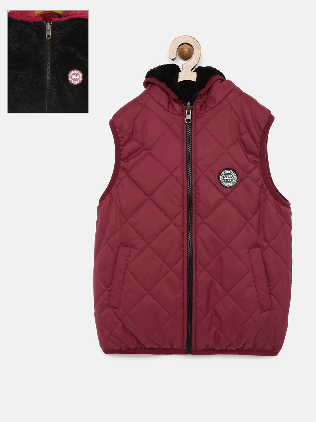 

U.S. Polo Assn. Kids Boys Maroon & Black Reversible Puffer Jacket