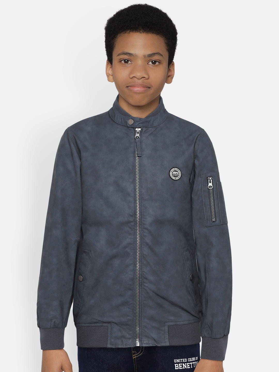 

U.S. Polo Assn. Kids Boys Blue Solid Bomber Jacket