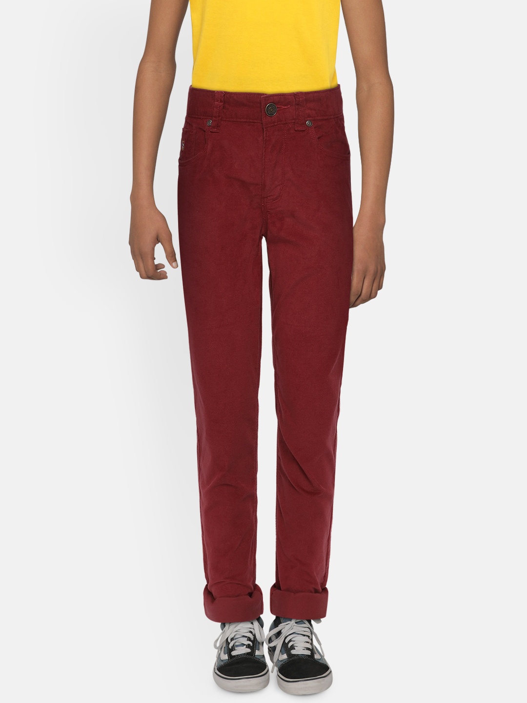

U.S. Polo Assn. Kids Boys Rust Red Regular Fit Solid Regular Trousers