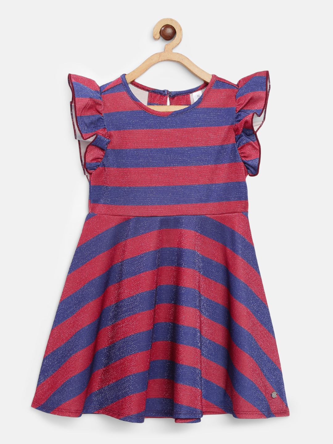 

U.S. Polo Assn. Kids Girls Blue & Red Striped A-Line Dress