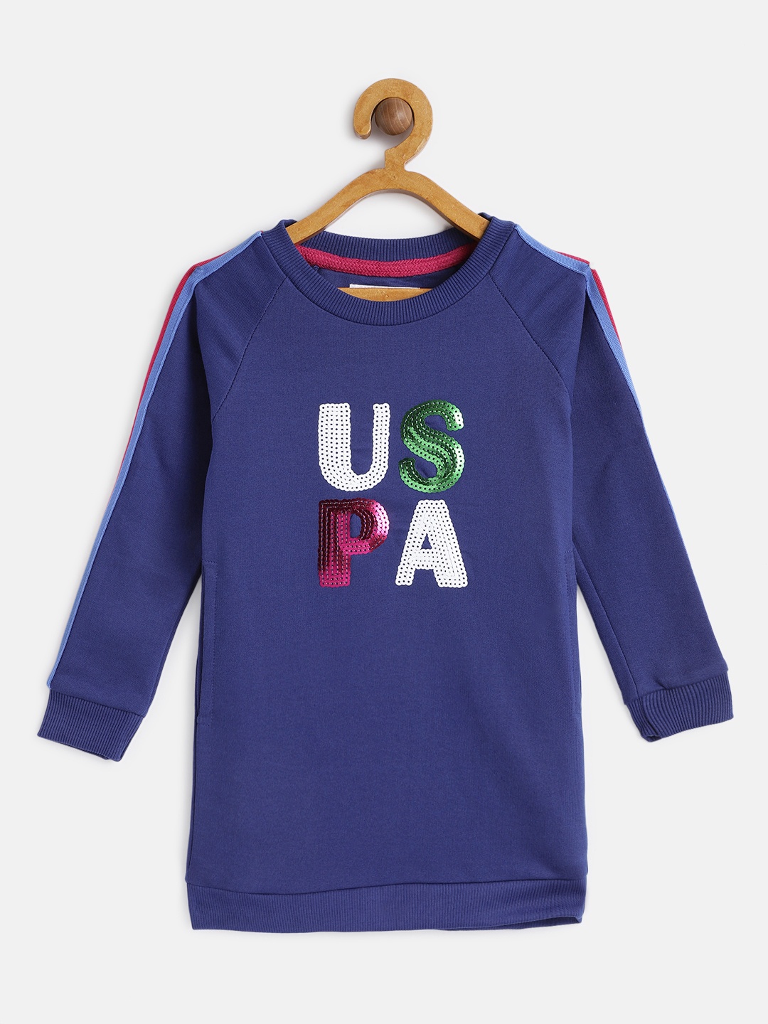 

U.S. Polo Assn. Kids Girls Blue Embellished Sweatshirt