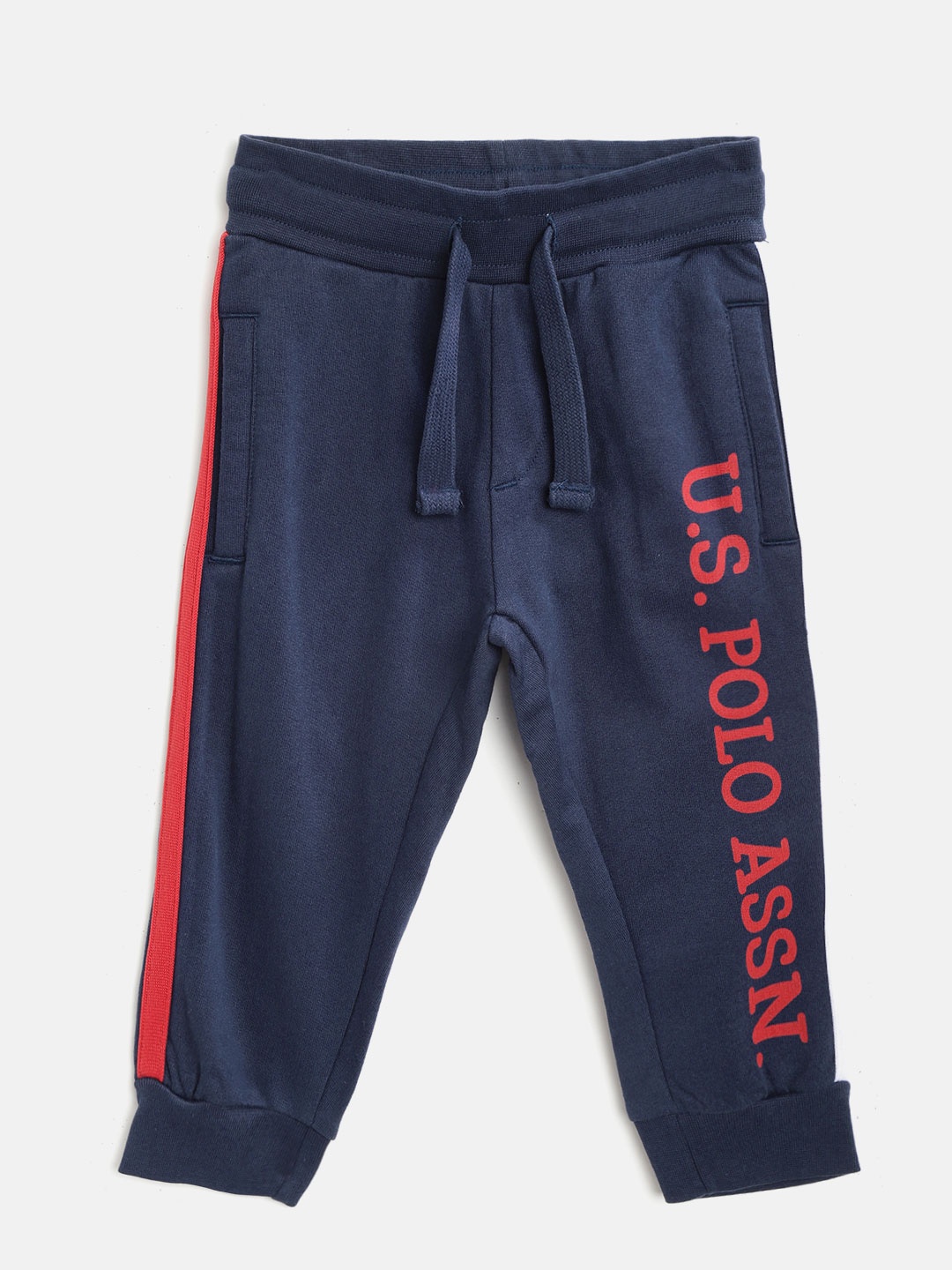 

U.S.Polo Assn. Kids Boys Red & Red Solid Straight Fit Joggers, Blue