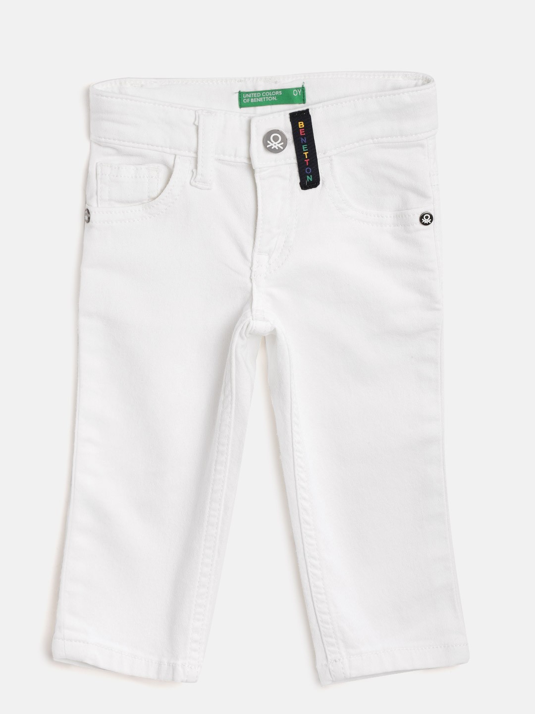 

United Colors of Benetton Boys White Slim Fit Mid-Rise Clean Look Stretchable Jeans