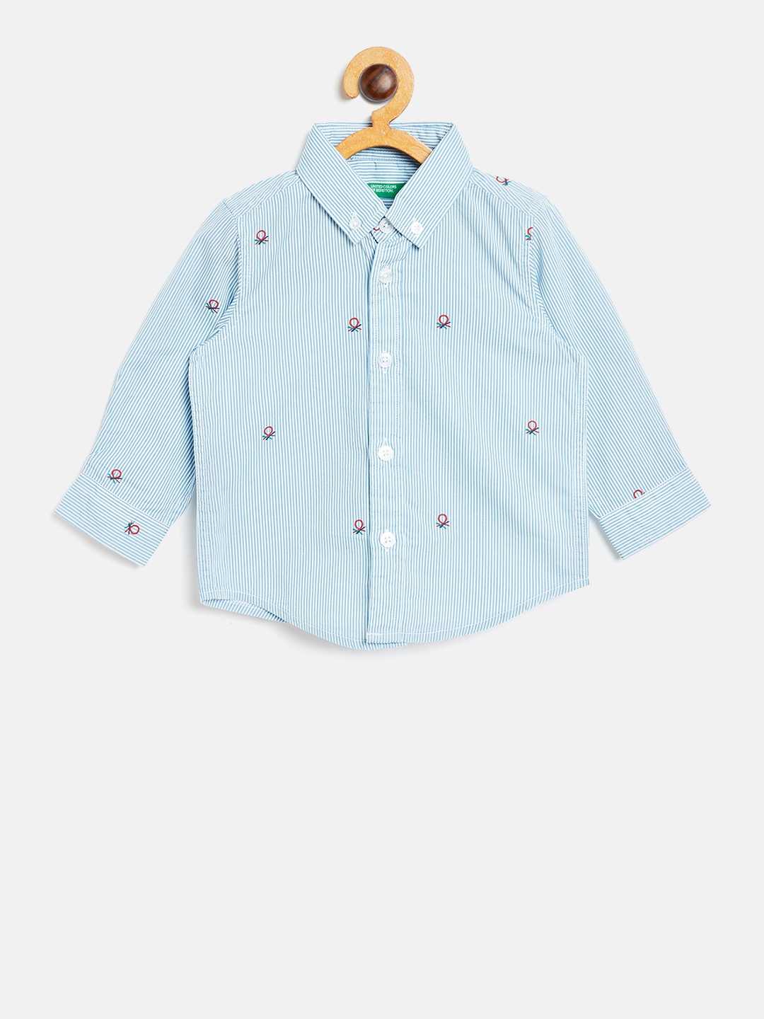 

United Colors of Benetton Boys Blue & White Pinstriped Casual Shirt