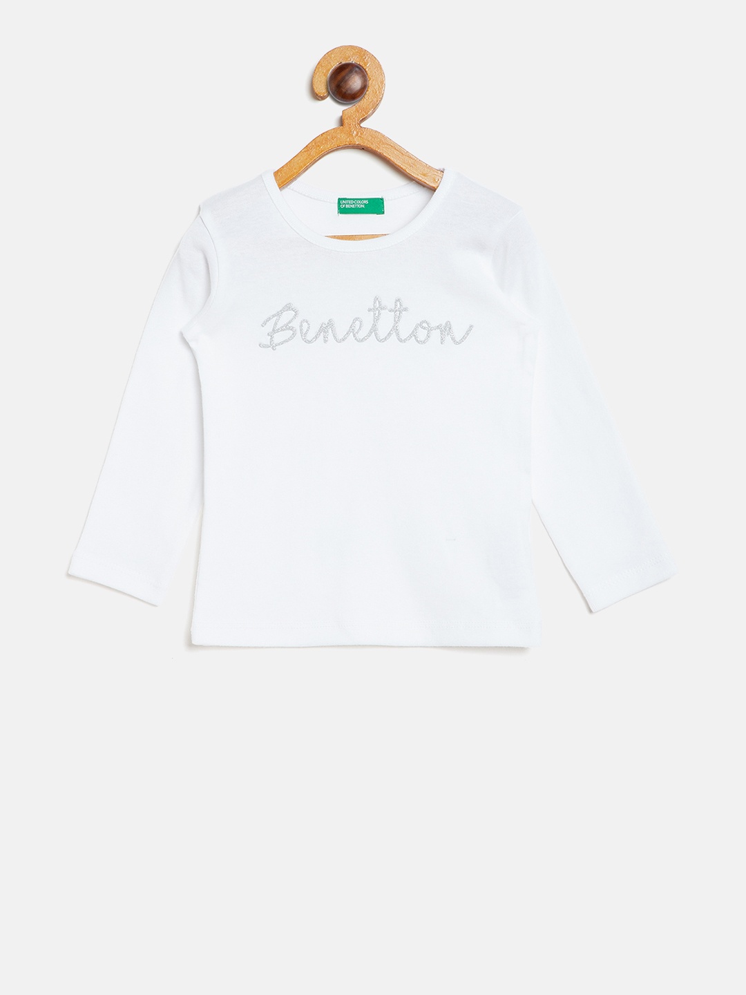 

United Colors of Benetton Girls White Printed Detail Round Neck T-shirt