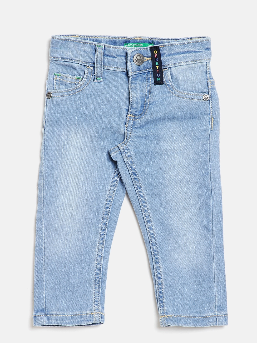 

United Colors of Benetton Boys Blue Slim Fit Mid-Rise Clean Look Stretchable Jeans